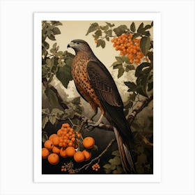 Dark And Moody Botanical Hawk 1 Art Print