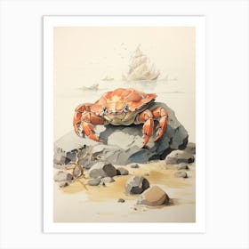 Storybook Animal Watercolour Crab 1 Art Print