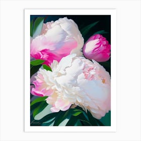 White Wings Peonies Pink Colourful 1 Painting Art Print