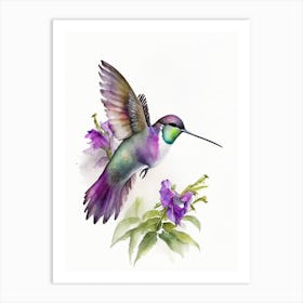 Black Chinned Hummingbird Cute Neon 2 Art Print