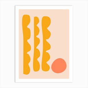 Abstract Matisse Inspired Cut Out Shapes in Yellow and Orange on a Peach Background Art Print