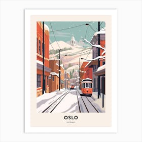 Vintage Winter Travel Poster Oslo Norway 4 Art Print