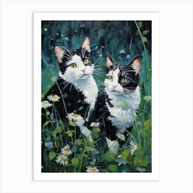 Two Cats In The Grass 1 Art Print