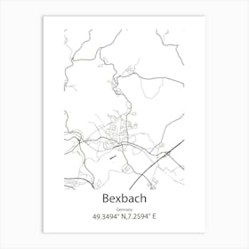 Bexbach,Germany Minimalist Map Art Print