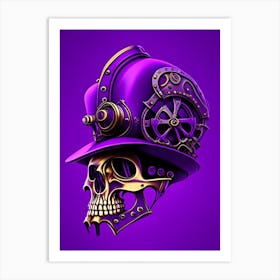 Skull With Steampunk Details 1 Purple Pop Art Art Print