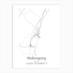 Wollongong,Australia Minimalist Map Art Print