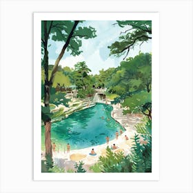 Storybook Illustration Barton Springs Pool Austin Texas 1 Art Print