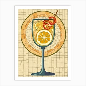 Fruity Cocktail With Geometric Background 3 Art Print