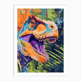 Brushstroke Orange Blue Purple T Rex Art Print