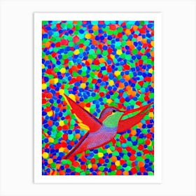 Hummingbird Yayoi Kusama Style Illustration Bird Art Print