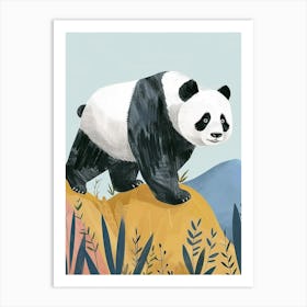 Giant Panda Walking On A Mountrain Storybook Illustration 3 Art Print