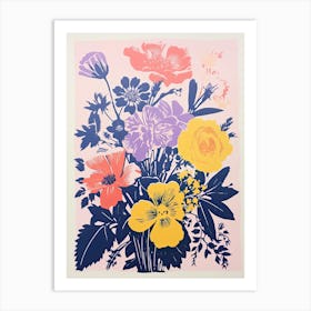 Colourful Flower Still Life Risograph Style 18 Art Print