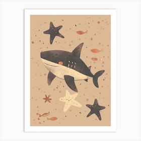 Shark & Starfish Muted Pastels 3 Art Print