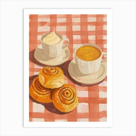 Pink Breakfast Food Cinnamon Buns 1 Art Print