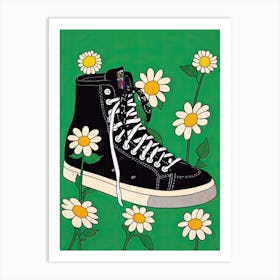 Daisy Fields at Your Feet: Floral Sneaker Magic Art Print