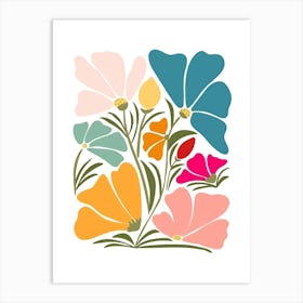 Flowers On A White Background 2 Art Print