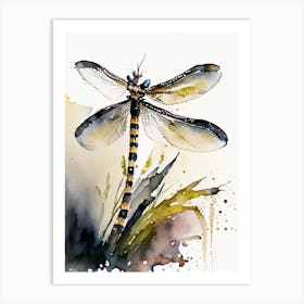 Black Saddlebags Dragonfly Storybook Watercolour 3 Art Print