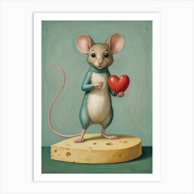 Mouse Holding Heart Art Print