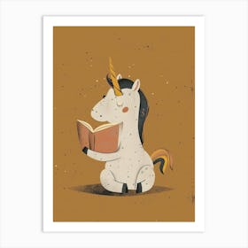 Unicorn Reading A Book Muted Pastels 3 Art Print
