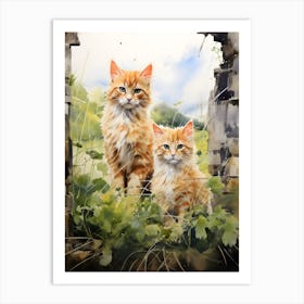 Irish Cats in Watercolor 3 Art Print