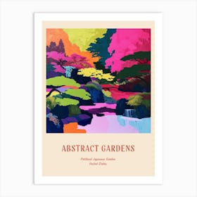 Colourful Gardens Portland Japanese Garden Usa 2 Red Poster Art Print