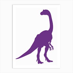 Purple Gallimimus Dinosaur Silhouette Art Print