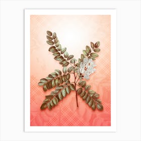 Clammy Locust Vintage Botanical in Peach Fuzz Tartan Plaid Pattern n.0024 Art Print