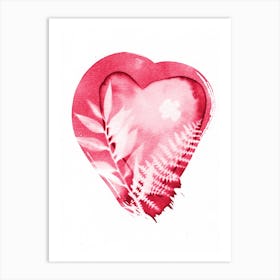 Red Heart With Ferns Art Print