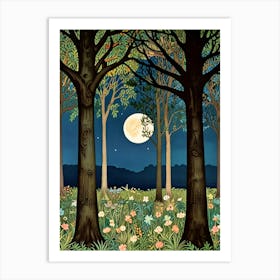 William Morris Moonlight In The Forest 157 Art Print