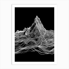 Ben Lui Mountain Line Drawing 1 Art Print