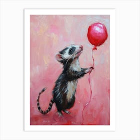 Cute Ferret 4 With Balloon Art Print