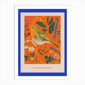 Spring Birds Poster European Robin 1 Art Print