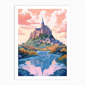 Mont Saint Michel   Normandy, France   Cute Botanical Illustration Travel 3 Art Print