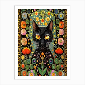 Black Cat In The Garden Art Print Art Print