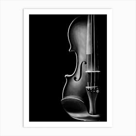 Violin Black White Line art Illustration Art Print