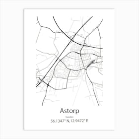 Astorp,Sweden Minimalist Map Art Print