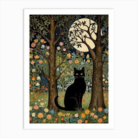 Cat In The Forest Style William Morris 1 Art Print