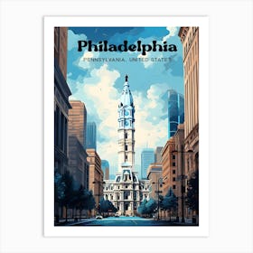 Philadelphia Pennsylvania United States City Hall Modern Travel Art Art Print