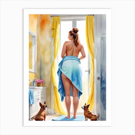 Woman In A Towel Art Print