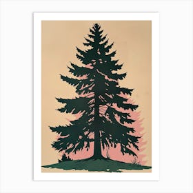 Douglas Fir Tree Illustration Colourful 4 Art Print