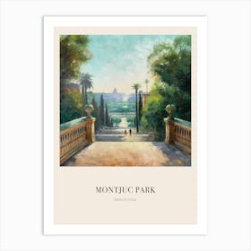 Montjuc Park Barcelona 2 Vintage Cezanne Inspired Poster Art Print