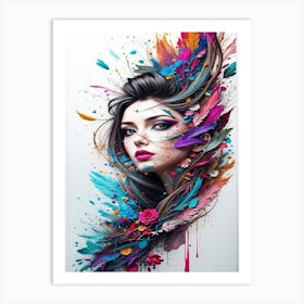 Cute girl with color Art Print