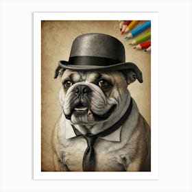 Bulldog In A Tie Art Print