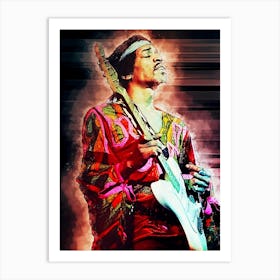 Jimmy Hendrix Playing Guitar Art Print