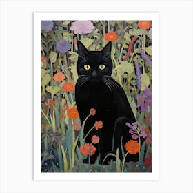 Black Cat In The Garden 3 Art Print