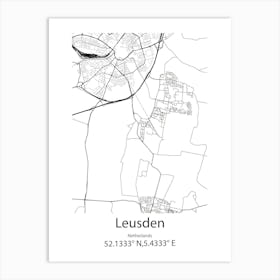 Leusden,Netherlands Minimalist Map Art Print