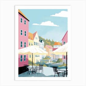 Stavenger, Norway, Flat Pastels Tones Illustration 1 Art Print