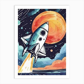 Spaceship In Space Art Print