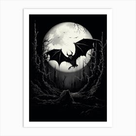 Bat Flying Illustration 3 Art Print