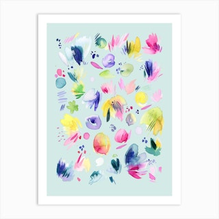Abstract Watercolour Summer Flowers Art Print